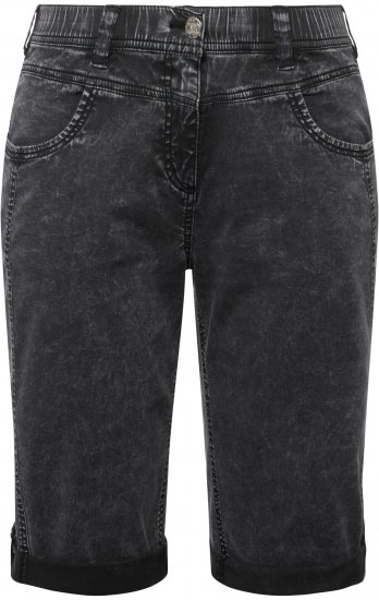 Ulla Popken Denim Acid Wash Bermuda Shorts Black - Naisten farkut ja housut isot koot - 