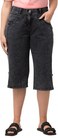 Ulla Popken Denim Acid Wash Bermuda Shorts Black - Naisten farkut ja housut isot koot - 