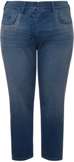 Ulla Popken Rhinestone Detail Stretch Fit Skinny Jeans Blue Denim - Naisten farkut ja housut isot koot - 