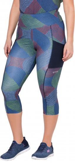 Ulla Popken Quick Dry Cropped Geometric Print Leggings Grey - Naisten farkut ja housut isot koot - 