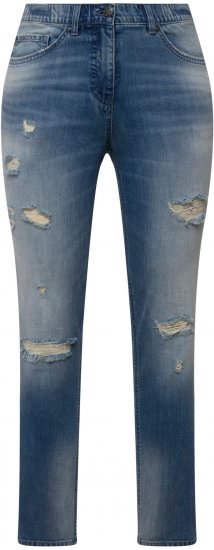 Ulla Popken Distressed Stretch Fit Sarah Jeans Blue - Naisten farkut ja housut isot koot - 