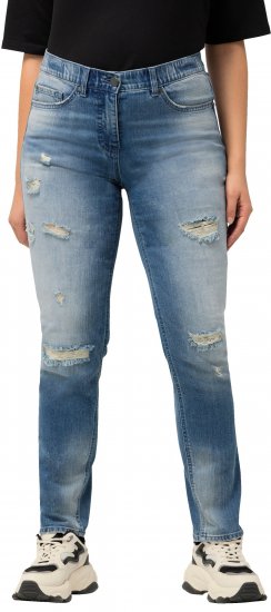 Ulla Popken Distressed Stretch Fit Sarah Jeans Blue - Naisten farkut ja housut isot koot - 