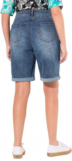 Ulla Popken Palm Print Denim Bermuda Shorts Blue Denim - Naisten farkut ja housut isot koot - 