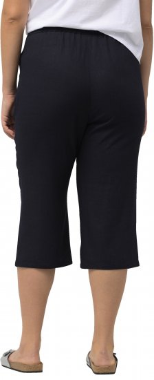 Ulla Popken Cropped Linen Blend Elastic Waist Pants Navy - Naisten farkut ja housut isot koot - 