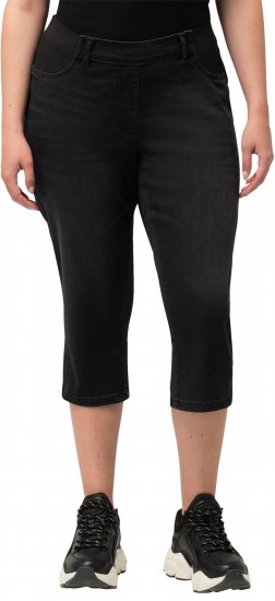 Ulla Popken Sienna Stretch Denim Capris Black - Naisten farkut ja housut isot koot - 