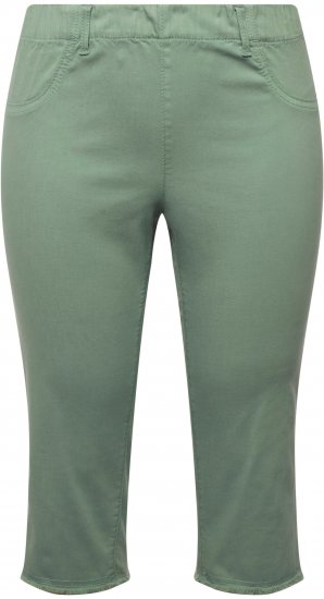 Ulla Popken Stretch Fit Raw Hem Moss Green - Naisten farkut ja housut isot koot - 