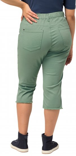 Ulla Popken Stretch Fit Raw Hem Moss Green - Naisten farkut ja housut isot koot - 