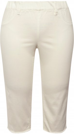 Ulla Popken Stretch Fit Raw Hem Capris Snow White - Naisten farkut ja housut isot koot - 