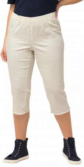 Ulla Popken Stretch Fit Raw Hem Capris Snow White - Naisten farkut ja housut isot koot - 