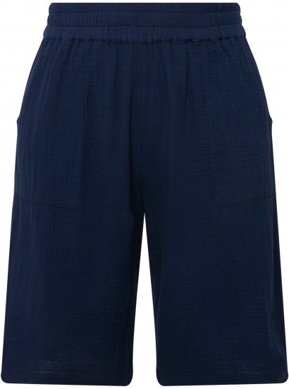 Ulla Popken Muslin Elastic Waist Wide Leg Shorts Blue - Naisten farkut ja housut isot koot - 