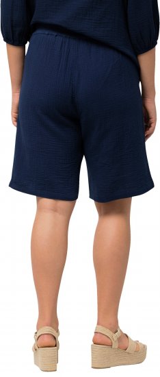Ulla Popken Muslin Elastic Waist Wide Leg Shorts Blue - Naisten farkut ja housut isot koot - 