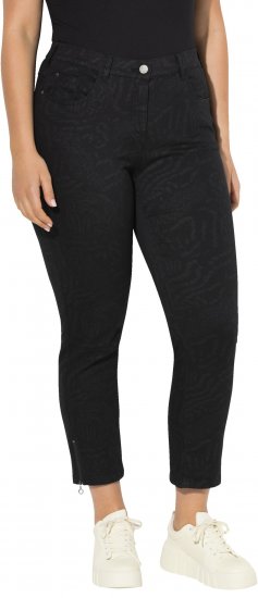 Ulla Popken Animal Print Stretch Fit Jeans Black - Farkut & Housut Isoissa Koissa – Plus Size - 