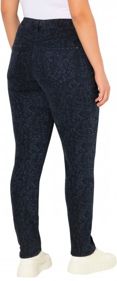 Ulla Popken Leaf Print Boyfriend Jeans Blue - Naisten farkut ja housut isot koot - 