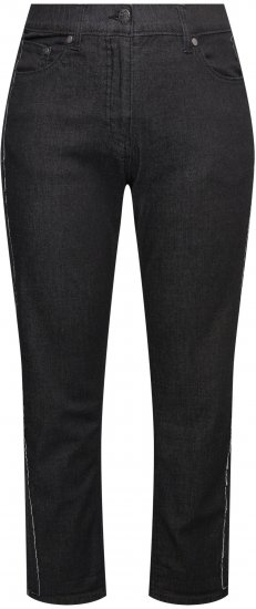 Ulla Popken Raw Denim Stripe Stretch Fit Jeans Black - Naisten farkut ja housut isot koot - 