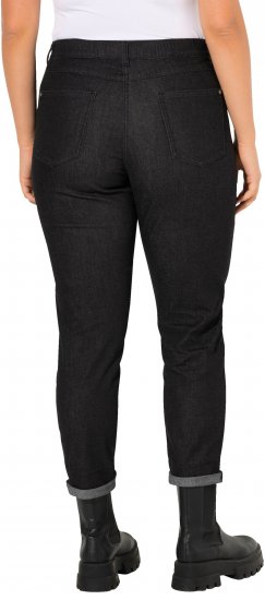 Ulla Popken Raw Denim Stripe Stretch Fit Jeans Black - Naisten farkut ja housut isot koot - 