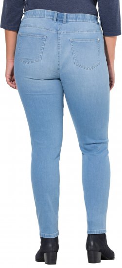 Ulla Popken Rhinestone Detail Stretch Fit Jeans Light Blue Denim - Farkut & Housut Isoissa Koissa – Plus Size - 