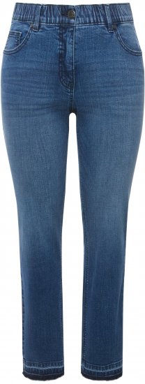 Ulla Popken Fringed Hem Stretch Fit Jeans Denim Blue - Naisten farkut ja housut isot koot - 
