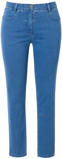 Ulla Popken Polka Dot Stretch Fit Jeans Blue Denim - Naisten farkut ja housut isot koot - 