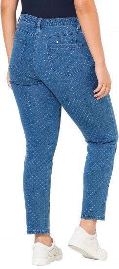 Ulla Popken Polka Dot Stretch Fit Jeans Blue Denim - Naisten farkut ja housut isot koot - 