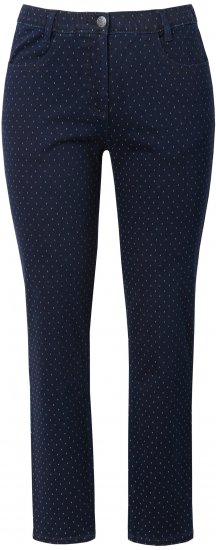 Ulla Popken Polka Dot Stretch Fit Jeans Denim Blue - Naisten farkut ja housut isot koot - 