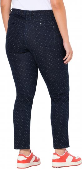 Ulla Popken Polka Dot Stretch Fit Jeans Denim Blue - Naisten farkut ja housut isot koot - 