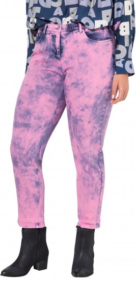 Ulla Popken Color Wash Stretch Fit Boyfriend Jeans Bold Pink - Naisten farkut ja housut isot koot - 