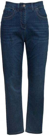 Ulla Popken Rivet Detail Mom Jeans Blue - Naisten farkut ja housut isot koot - 