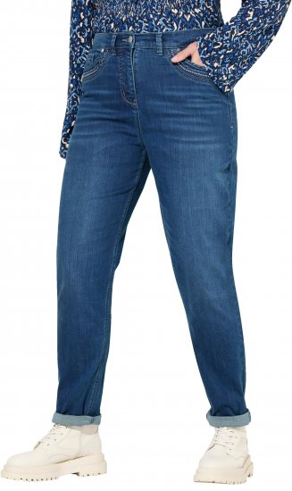 Ulla Popken Rivet Detail Mom Jeans Blue - Naisten farkut ja housut isot koot - 