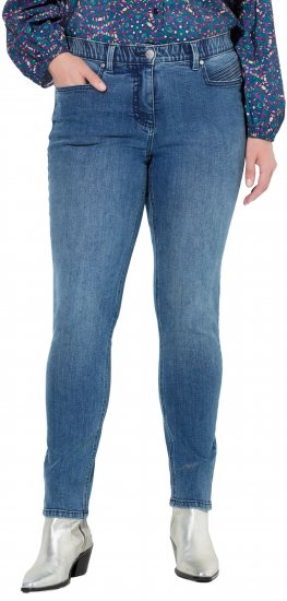 Ulla Popken Decorative Pocket Slim Stretch Jeans Blue Denim - Naisten farkut ja housut isot koot - 