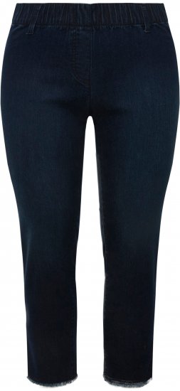Ulla Popken Cropped Raw Hem Jeggings Denim Blue - Farkut & Housut Isoissa Koissa – Plus Size - 