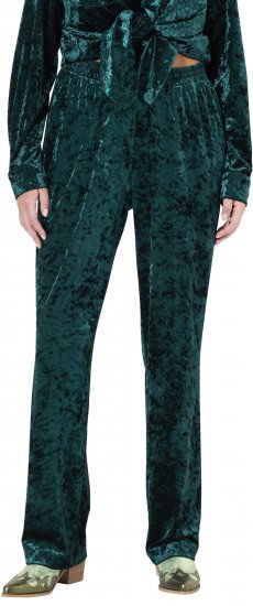 Ulla Popken Velvet Elastic Waist Pants Green - Naisten farkut ja housut isot koot - 