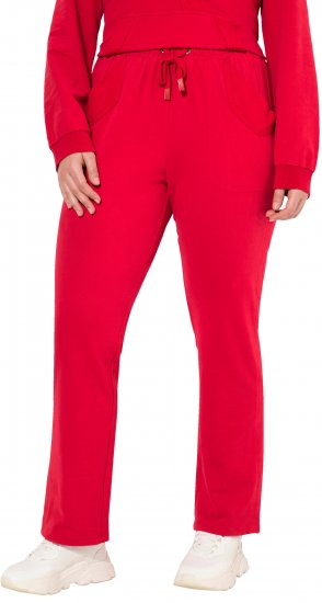 Ulla Popken Elastic Waist Sweatpants Red - Naisten farkut ja housut isot koot - 
