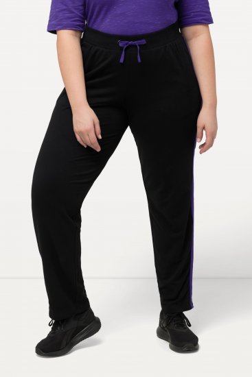 Ulla Popken Striped Elastic Waist Sweatpants Black - Naisten farkut ja housut isot koot - 