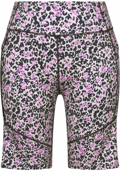 Ulla Popken Leopard Print Quick Drying Shorts Black - Naisten farkut ja housut isot koot - 