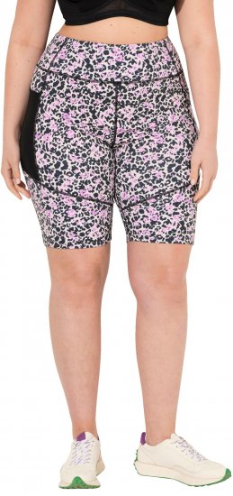 Ulla Popken Leopard Print Quick Drying Shorts Black - Naisten farkut ja housut isot koot - 