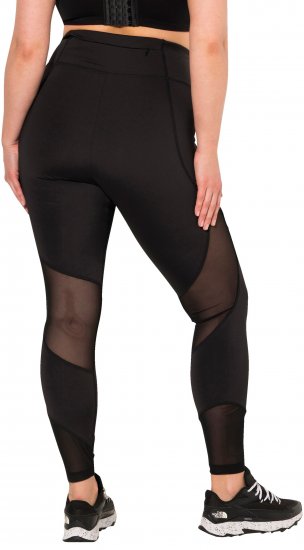 Ulla Popken Mesh Panel Leggings Black - Naisten farkut ja housut isot koot - 