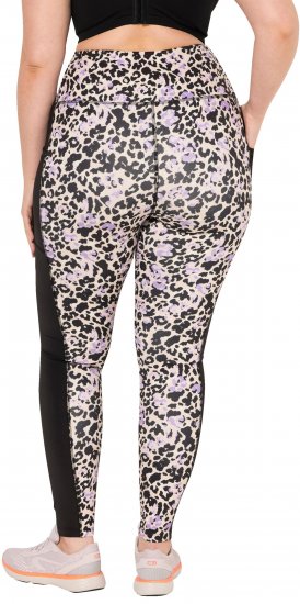 Ulla Popken Leopard Print Quick Drying Leggings Black - Naisten farkut ja housut isot koot - 