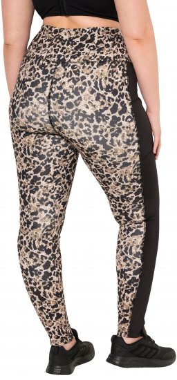 Ulla Popken Leopard Print Quick Drying Leggings Orange - Naisten farkut ja housut isot koot - 