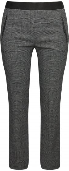Ulla Popken Plaid Elastic Waist Tapered Leg Pants Black - Naisten farkut ja housut isot koot - 