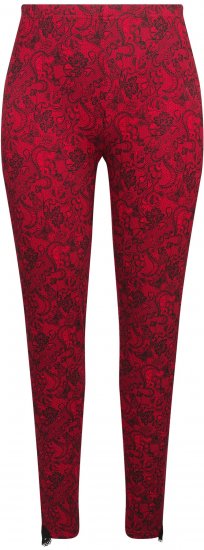 Ulla Popken Lace Print Leggings Red - Naisten farkut ja housut isot koot - 