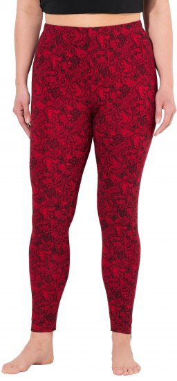 Ulla Popken Lace Print Leggings Red - Naisten farkut ja housut isot koot - 