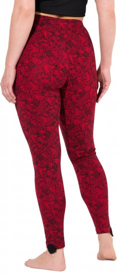 Ulla Popken Lace Print Leggings Red - Naisten farkut ja housut isot koot - 