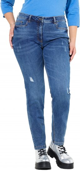 Ulla Popken Lightly Distressed Slim Leg Jeans Blue - Naisten farkut ja housut isot koot - 