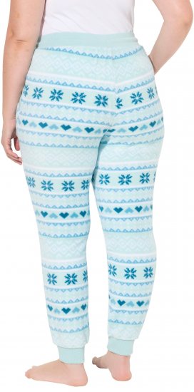 Ulla Popken Alpine Striped Plush Loungewear Pants Blue - Naisten farkut ja housut isot koot - 