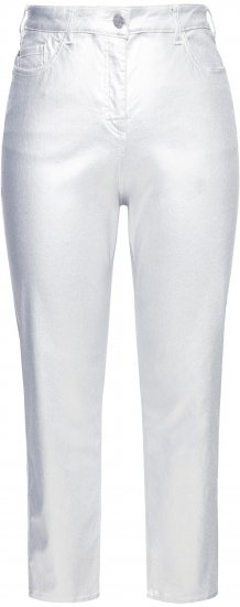 Ulla Popken Metallic Stretch Fit Mom Jeans Silver - Naisten farkut ja housut isot koot - 