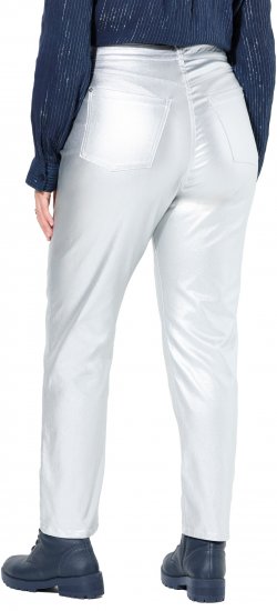 Ulla Popken Metallic Stretch Fit Mom Jeans Silver - Naisten farkut ja housut isot koot - 