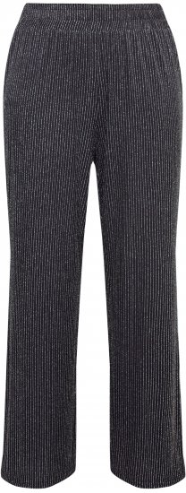Ulla Popken Sparkling Pinstripe Elastic Waist Pants Black - Naisten farkut ja housut isot koot - 