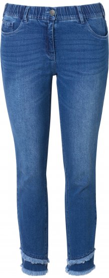 Ulla Popken Double Fringe Hem Stretch Fit Jeans Denim Blue - Naisten farkut ja housut isot koot - 