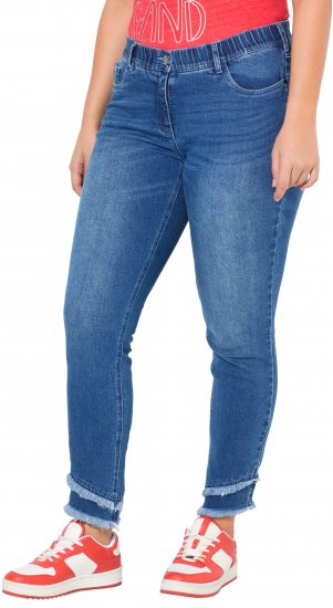 Ulla Popken Double Fringe Hem Stretch Fit Jeans Denim Blue - Naisten farkut ja housut isot koot - 