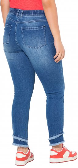Ulla Popken Double Fringe Hem Stretch Fit Jeans Denim Blue - Naisten farkut ja housut isot koot - 